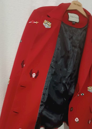 Gucci marka.Nakış İşlemeli Kırmızı Blazer Ceket - Görsel 15