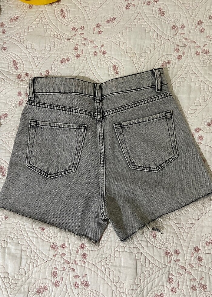 gri kot şort - Görsel 3