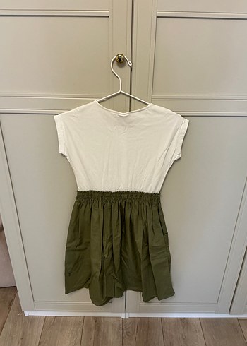 Düğmeli Kısa Kollu Pamuklu Kız Elbise - Görsel 3