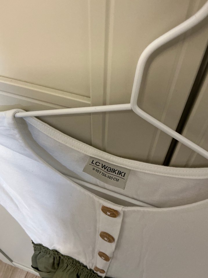 Düğmeli Kısa Kollu Pamuklu Kız Elbise - Görsel 2