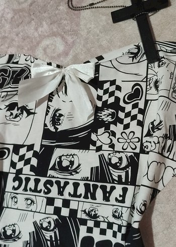 anime baskılı coquette crop - Görsel 2