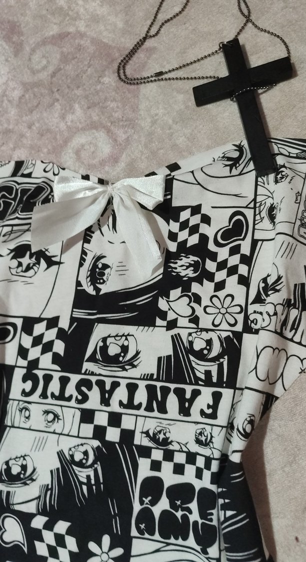 anime baskılı coquette crop - Görsel 2