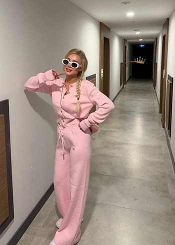 Pembe Rahat Kesim Kadın Eşofman Takımı - Görsel 3