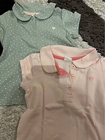 H&M 6-9 ay kız bebek 2li tshirt