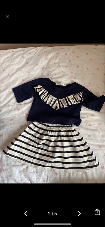 H&M 1.5-2 yaş 92cm alt üst takım etek bluz