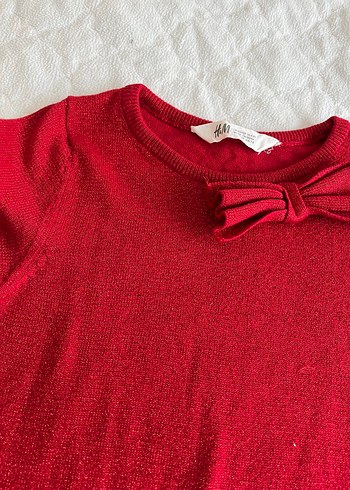 H&M 6-8 yaş Kız Çocuk Kısa Kollu Parlak Kırmızı Elbise - Görsel 2