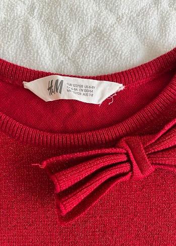 H&M 6-8 yaş Kız Çocuk Kısa Kollu Parlak Kırmızı Elbise - Görsel 3