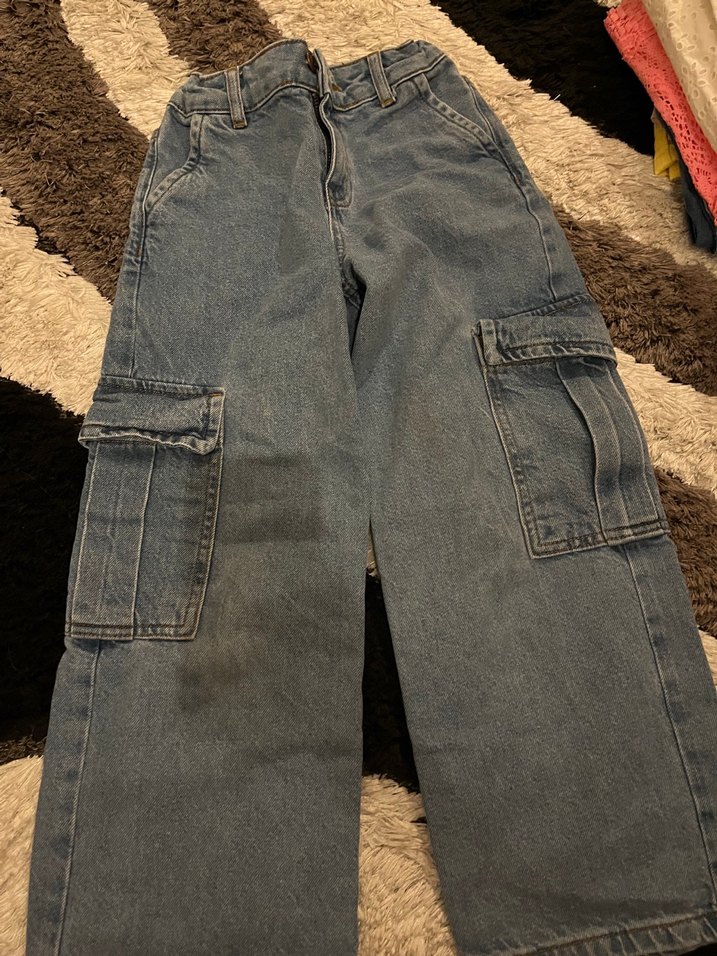 Bol Kesim cepli çocuk Kot Pantolon koton 6-7 yaş - Görsel 4