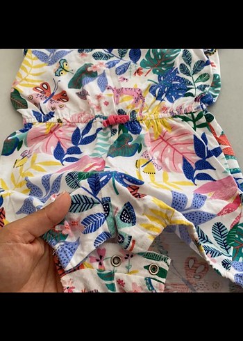 Kız Çocuk Renkli Baskılı Askılı Tulum hm marka 1,5-2 yaş - Görsel 3