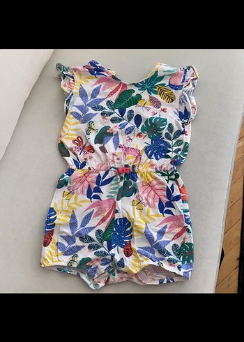 Kız Çocuk Renkli Baskılı Askılı Tulum hm marka 1,5-2 yaş - Görsel 2