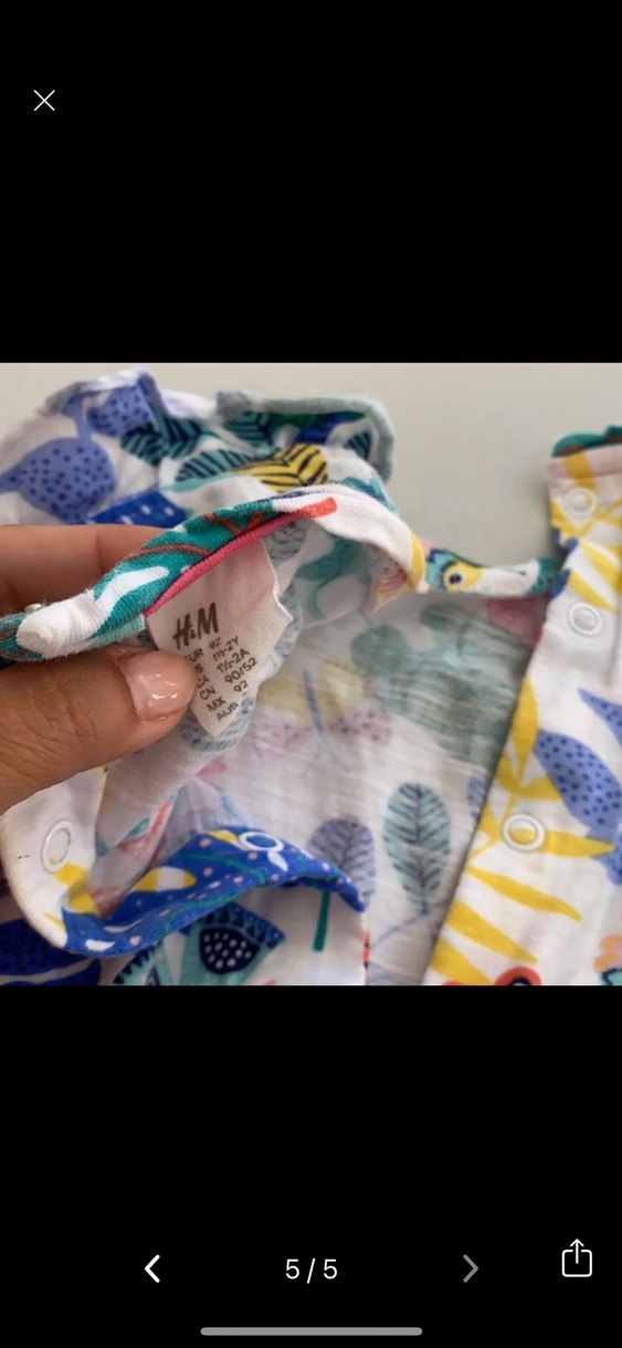 Kız Çocuk Renkli Baskılı Askılı Tulum hm marka 1,5-2 yaş - Görsel 4