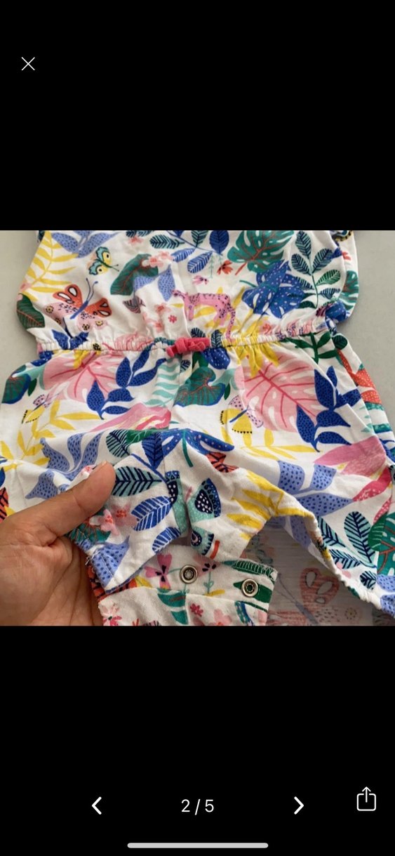 Kız Çocuk Renkli Baskılı Askılı Tulum hm marka 1,5-2 yaş - Görsel 3