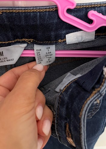 H&M 128 7-8 yaş koyu mavi kot - Görsel 4