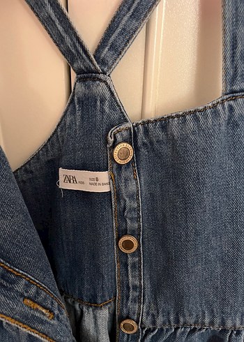 8 Yaş Beden Kızlar için Mavi Düğmeli Denim Salopet zara elbise 8 yaş