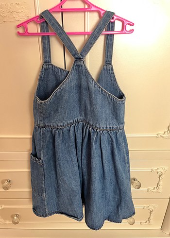 8 Yaş Beden mavi Renk Kızlar için Mavi Düğmeli Denim Salopet zara elbise 8 yaş