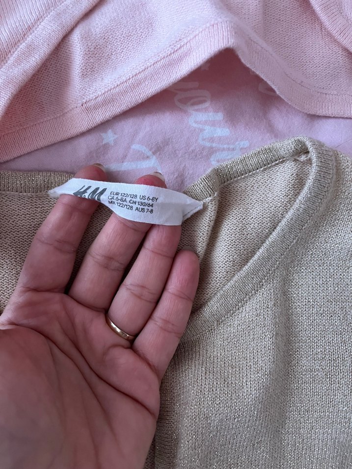 Kız Çocuk Bej ve Pembe 2 adet Bolero 6-8 yaş 122/128 h&m - Görsel 4