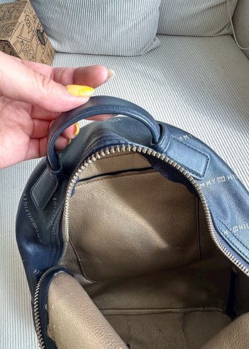 Beden lacivert Renk Tommy Hilfiger Mavi Deri Kadın Sırt Çantası