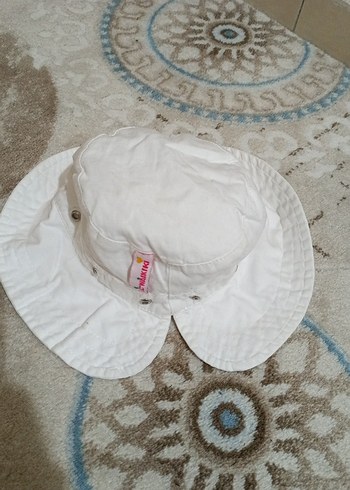 Düğmeli Beyaz keten çocuk Şapka