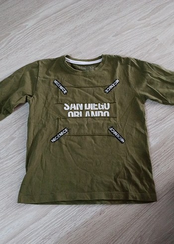 Erkek Çocuk Haki Uzun Kollu Baskılı Tişört