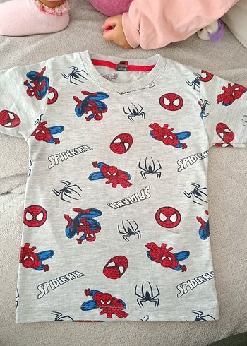 Erkek Çocuk Spiderman Baskılı Gri Tişört