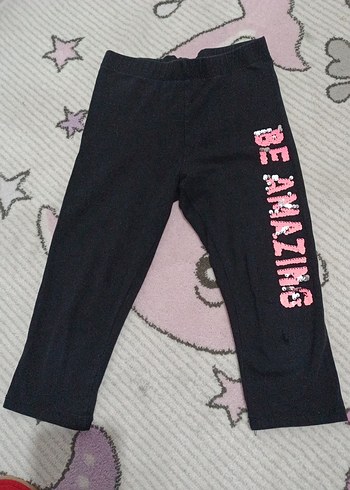 Kız Çocuk Pembe Baskılı Denim Tayt - Görsel 2