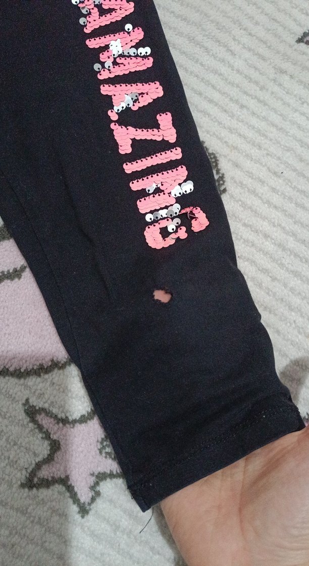 Kız Çocuk Pembe Baskılı Denim Tayt - Görsel 3