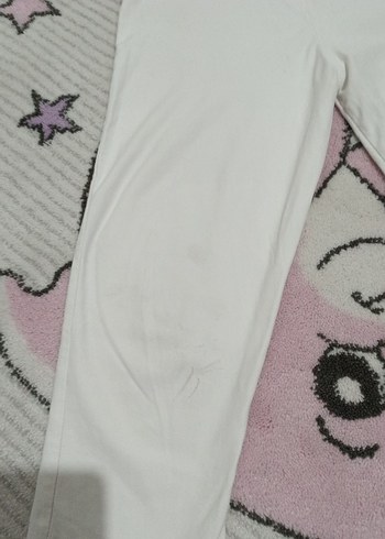 Beyaz Pamuklu Kız çocuk Kapri - Görsel 2