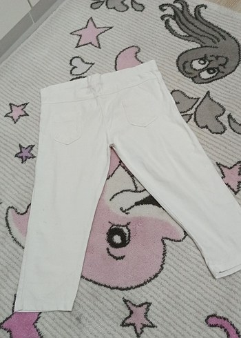 Beyaz Pamuklu Kız çocuk Kapri - Görsel 3