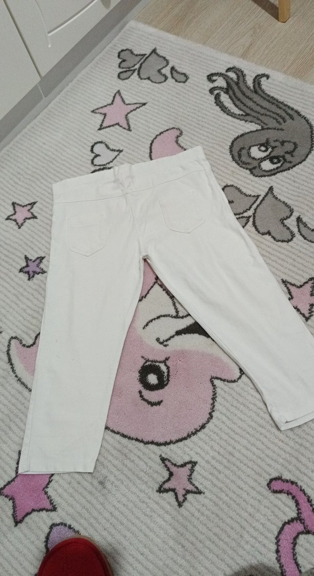 Beyaz Pamuklu Kız çocuk Kapri - Görsel 3