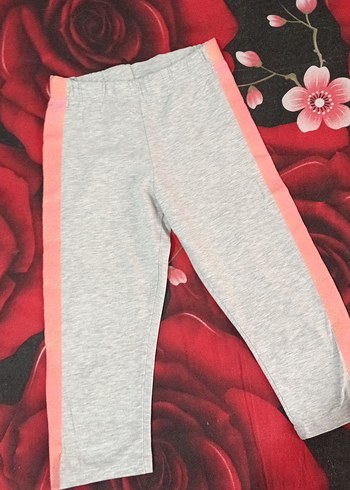 Kız Çocuk Gri Yanları Pembe Şeritli Tayt - Görsel 2