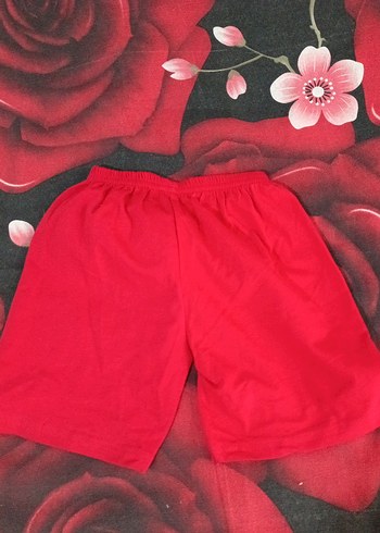 Kızlar İçin Kırmızı Nakışlı Street Wear Şort - Görsel 2