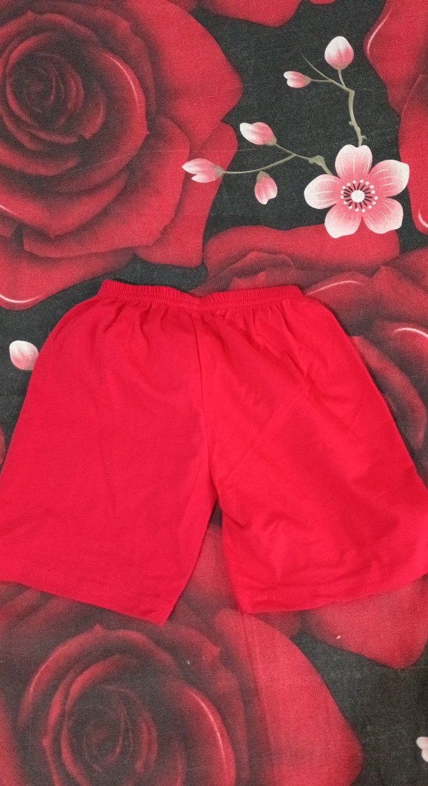 Kızlar İçin Kırmızı Nakışlı Street Wear Şort - Görsel 2