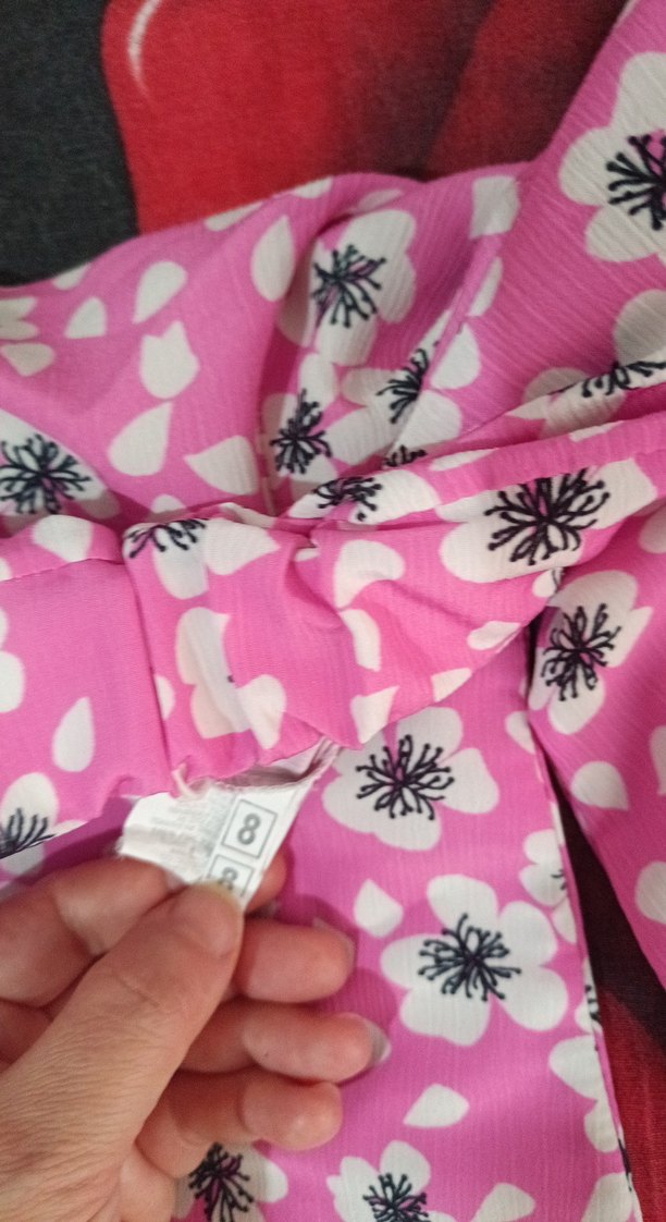 Pembe Çiçek Desenli Bol Kesim Kız Çocuk Kapri Pantolon - Görsel 3