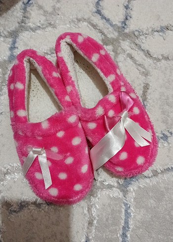 Kızlar için Pembe Noktalı Sıcak Ev Terliği - Görsel 4