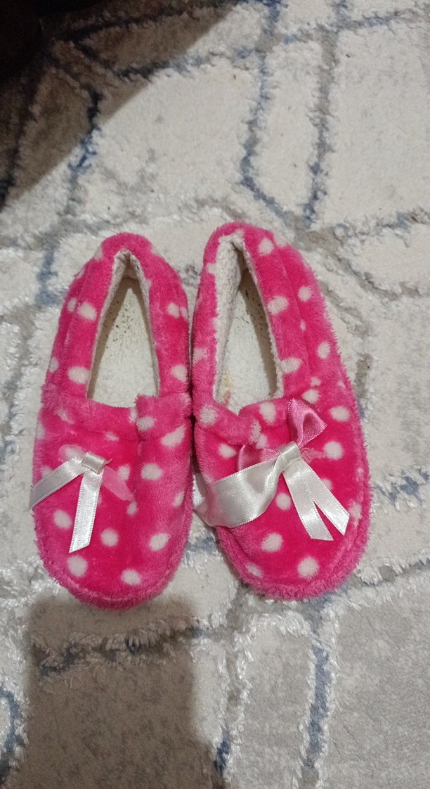 Kızlar için Pembe Noktalı Sıcak Ev Terliği - Görsel 2