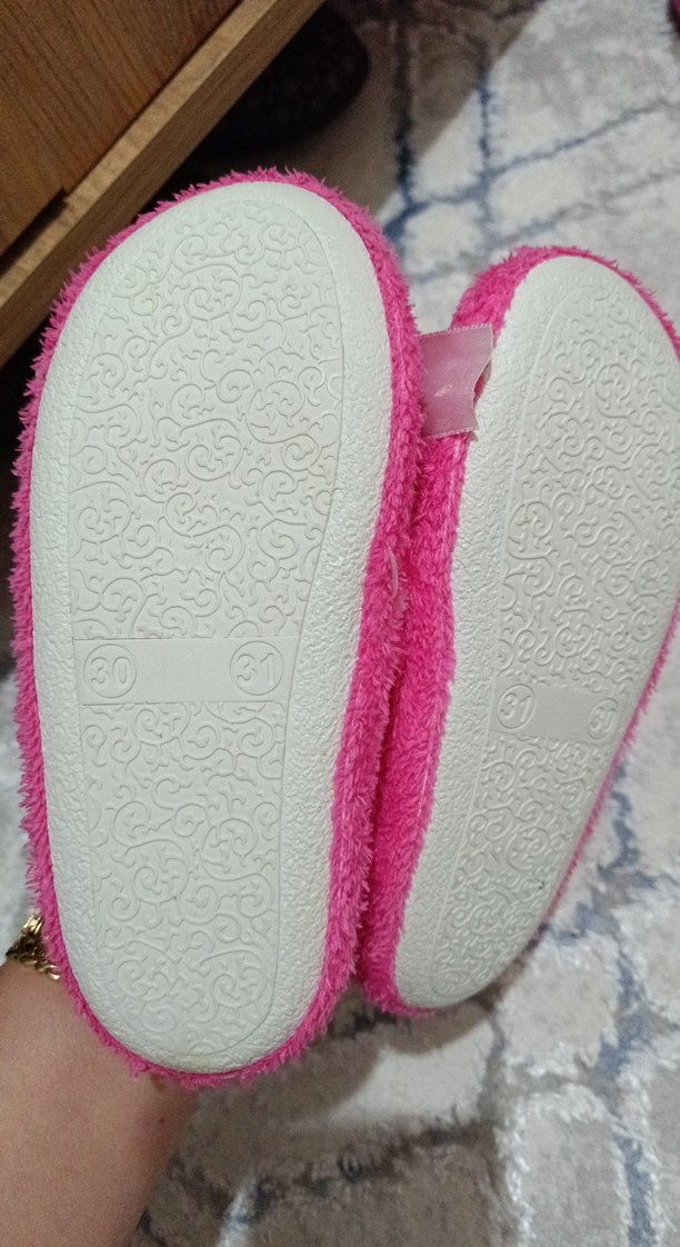 Kızlar için Pembe Noktalı Sıcak Ev Terliği - Görsel 3