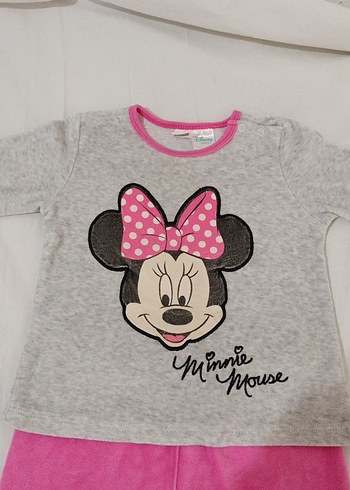 LC Waikiki Uzun Kollu Gri Minnie Mouse Kız Bebek Takımı