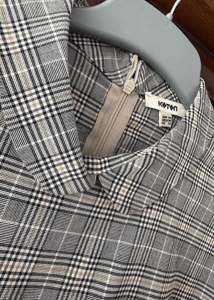 Koton kareli mini likralı elbise - Görsel 3