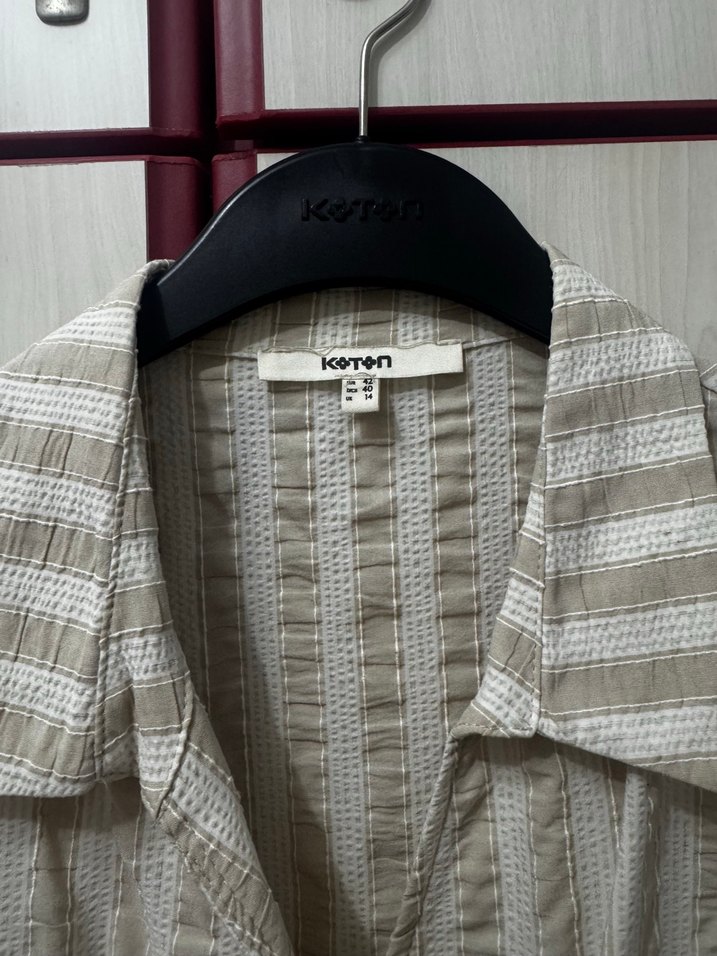 Düğmeli Kolsuz ekru kahverengi dizüstü Elbise - Görsel 3