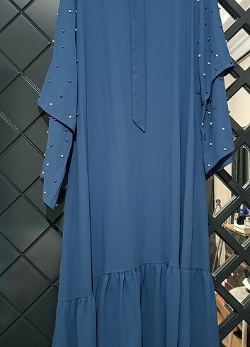 46 Beden mavi Renk Tesettür elbise