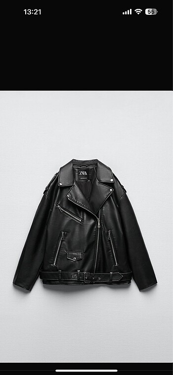 xs Beden siyah Renk Zara suni deri oversize biker ceket