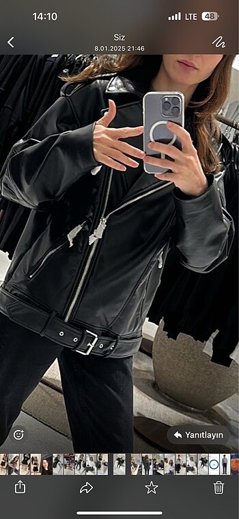 Zara suni deri oversize biker ceket