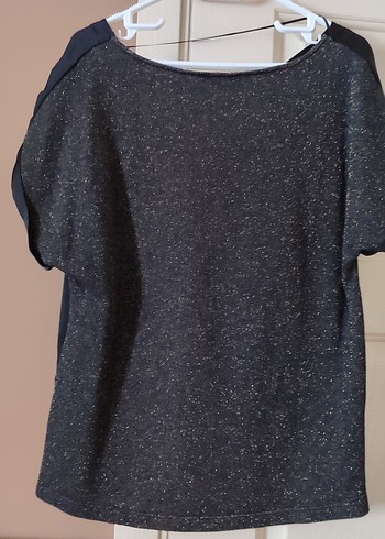 Siyah, Kısa Kollu, Salaş Kesim Kadın Bluz - Görsel 2