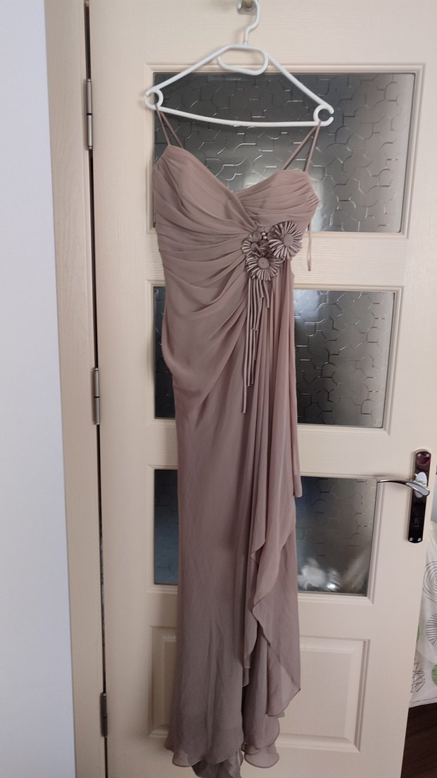 Askılı Drapeli Uzun  Abiye Elbise - Görsel 3