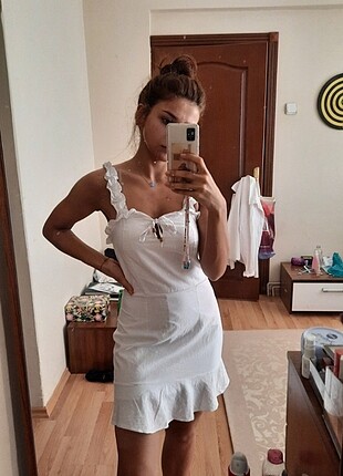 keten beyaz elbise