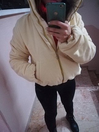 kadife şişme mont