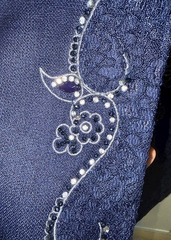 Lacivert Dantel İşlemeli Kadın Takım Elbise - Görsel 3