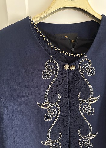 Lacivert Dantel İşlemeli Kadın Takım Elbise - Görsel 5