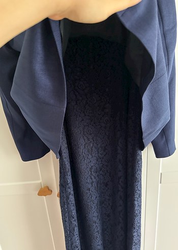 Lacivert Dantel İşlemeli Kadın Takım Elbise - Görsel 9