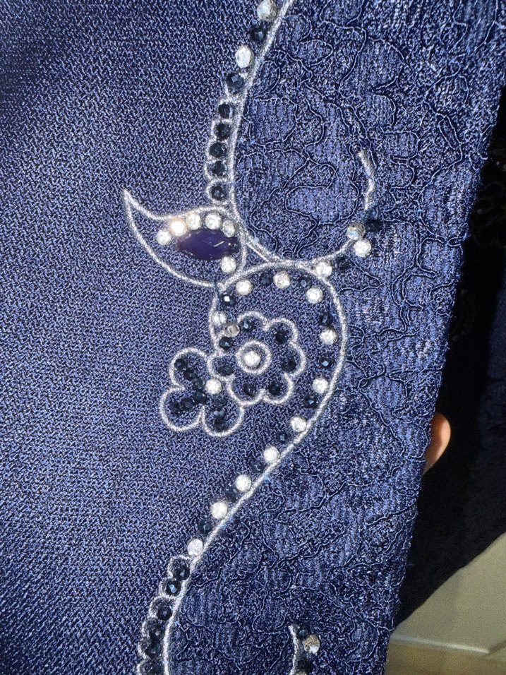 Lacivert Dantel İşlemeli Kadın Takım Elbise - Görsel 3